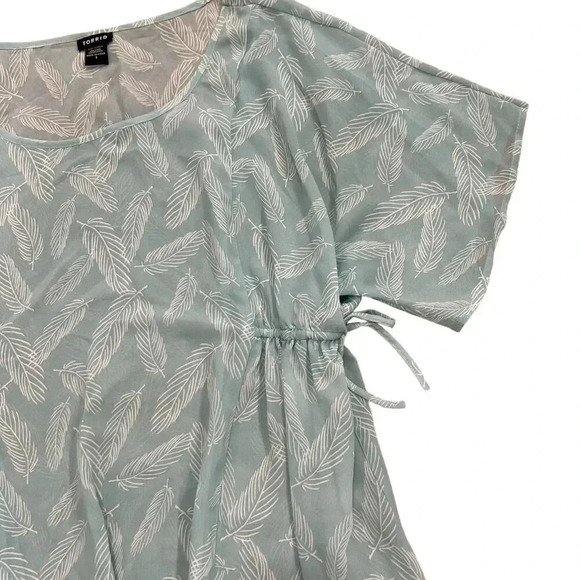 Torrid Mint Sheer Whisper Feathers Cinched Blouse 1X - Picture 2 of 4